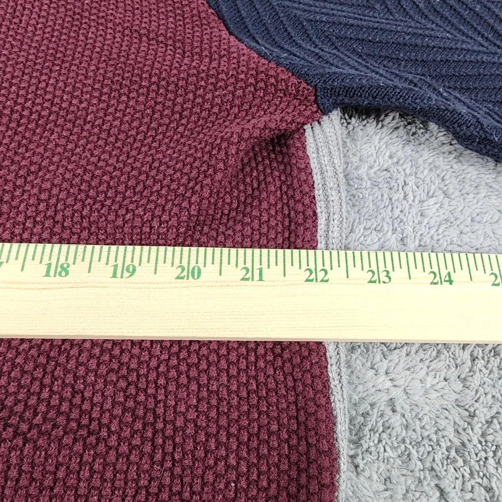 Tommy Hilfiger Sweater‎ Men XL Colorblock Mixed Texture Chest Patch Logo Preppy